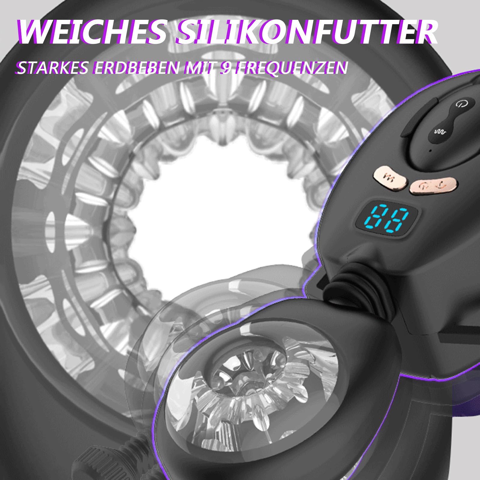 Elektrischer Masturbator Sex Spielzeug für die Männer Mit 9 Frequenz-Vibration + Schub-Strap-on-Masturbatoren Für Männer Sex Spielzeug Taschenmuschi Penis