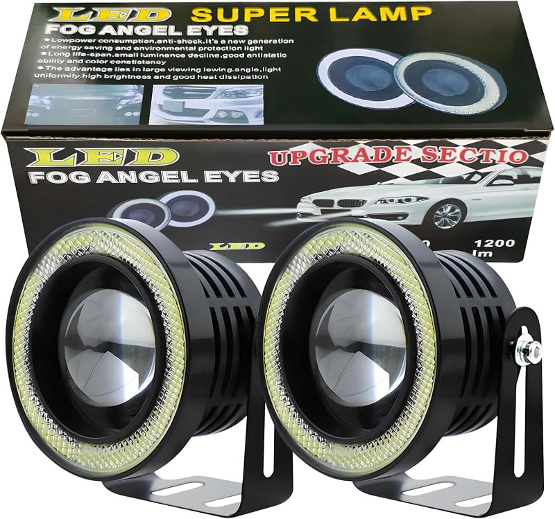 Bombillas de conducción para faros delanteros de 76 mm, redondas, blancas, de 12 V, R500 COB, luces LED antiniebla, ojos de ángel, 30 W, luz de anillo de halo brillante de alta potencia, luz diurna universal, proyector de luz para auto, SUV o camión, paquete de 2
