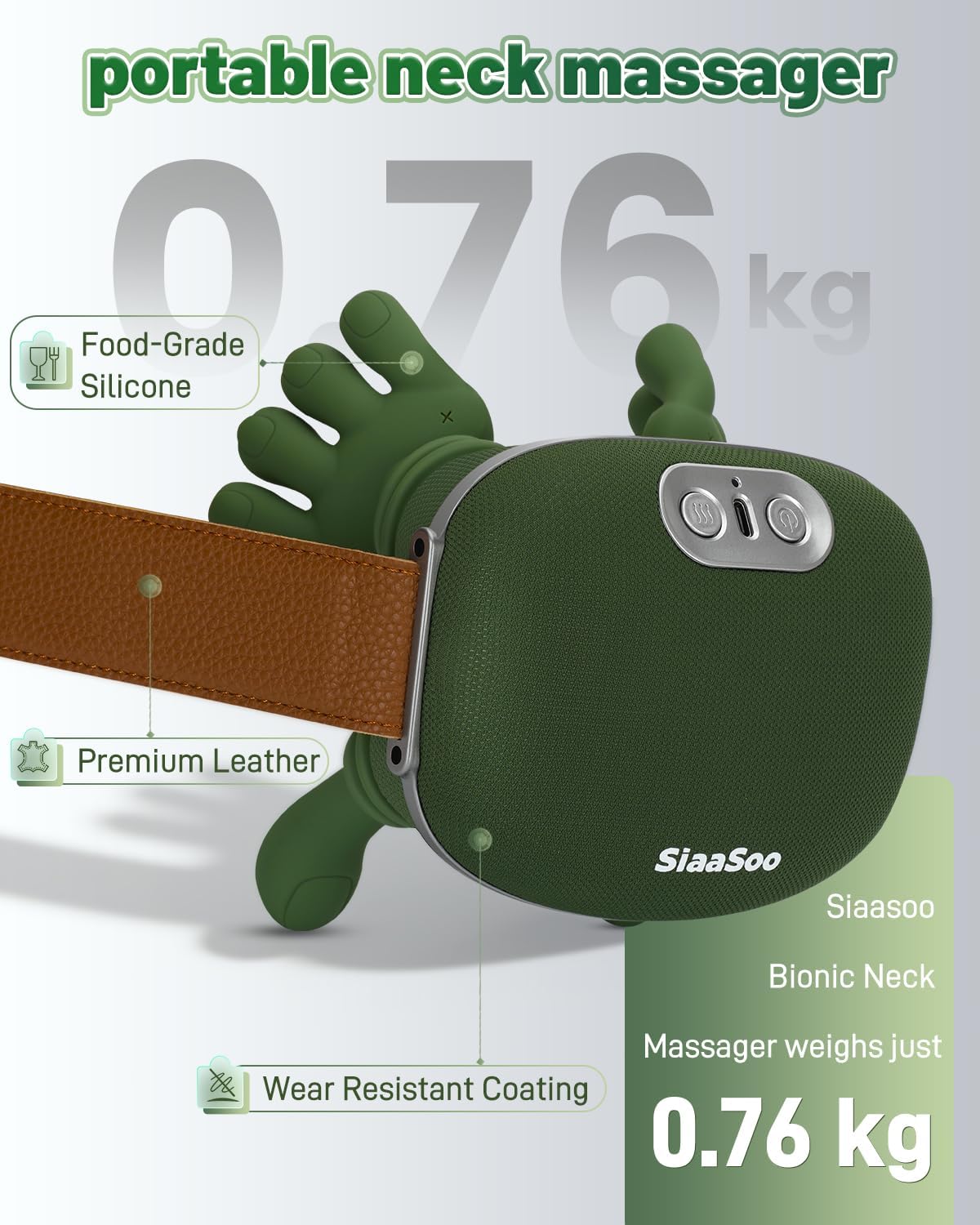 Siaasoo Neck Massager(Genuine OEM), Bionic Heated Massager (Patent Pending), Electric Deep Tissue 3D Kneading Massage, Portable neck massage, N7 Master Hand Series for Deep Tissue Pain Relief in Neck. - Image 6