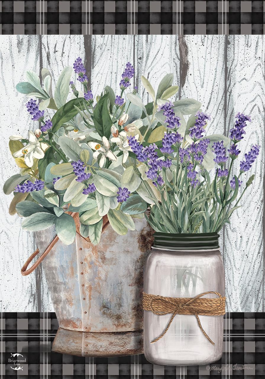 Rustic Lavender and Greenery Outdoor Garden Flag