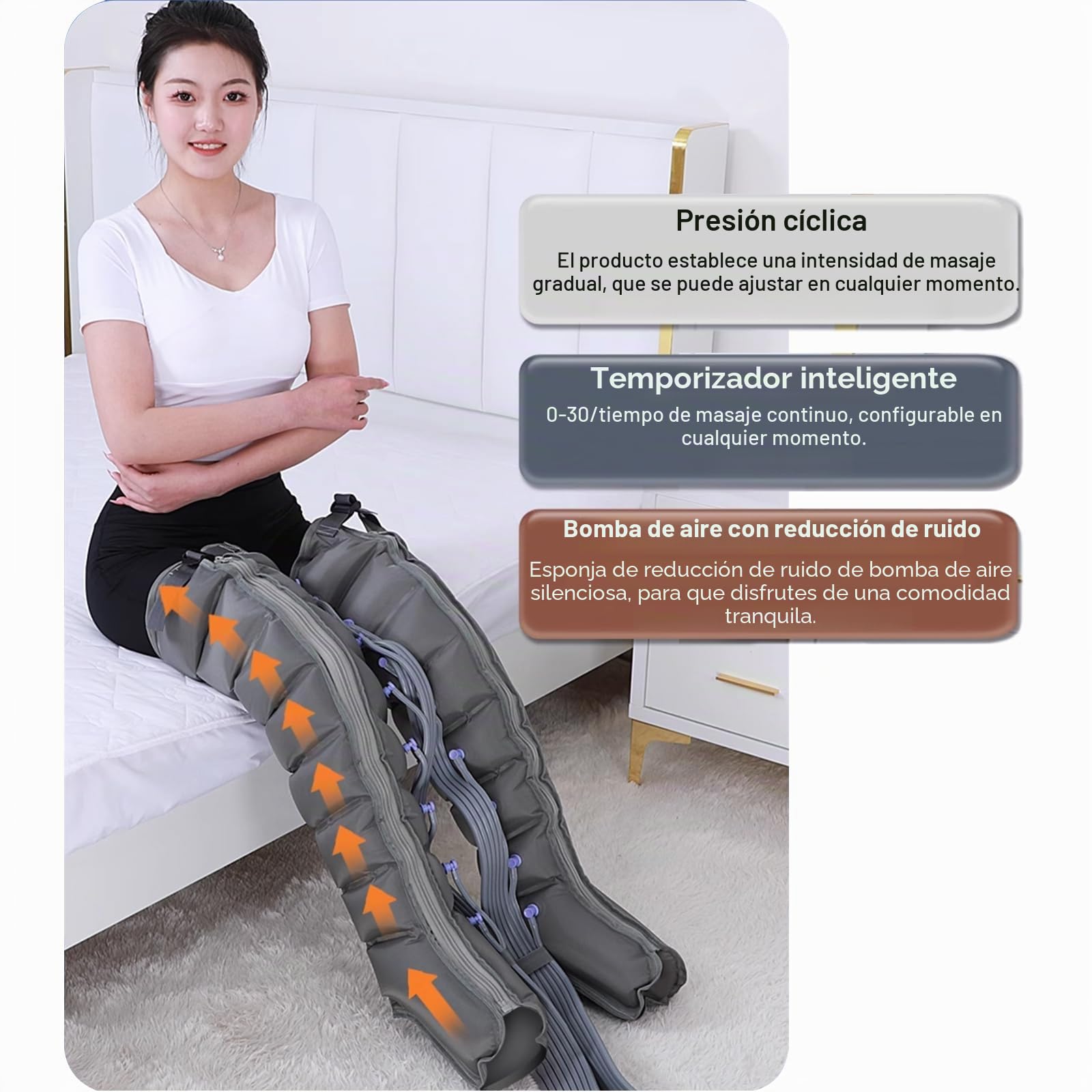 Masajeador Piernas Presoterapia | Botas De Presoterapia Piernas Y Abdomen | 8 Cámaras Maquina De Presoterapia para Casa Abdomen Y Piernas Brazo Profesional, Aparato Presoterapia Cuerpo Completo