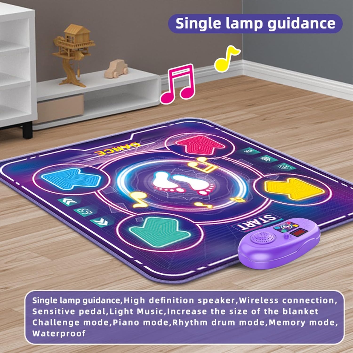 Lightup Dance Floor Mat for with and Multiple Game Modes Design for Indoor Play Funny Interaction Toy Music Dan