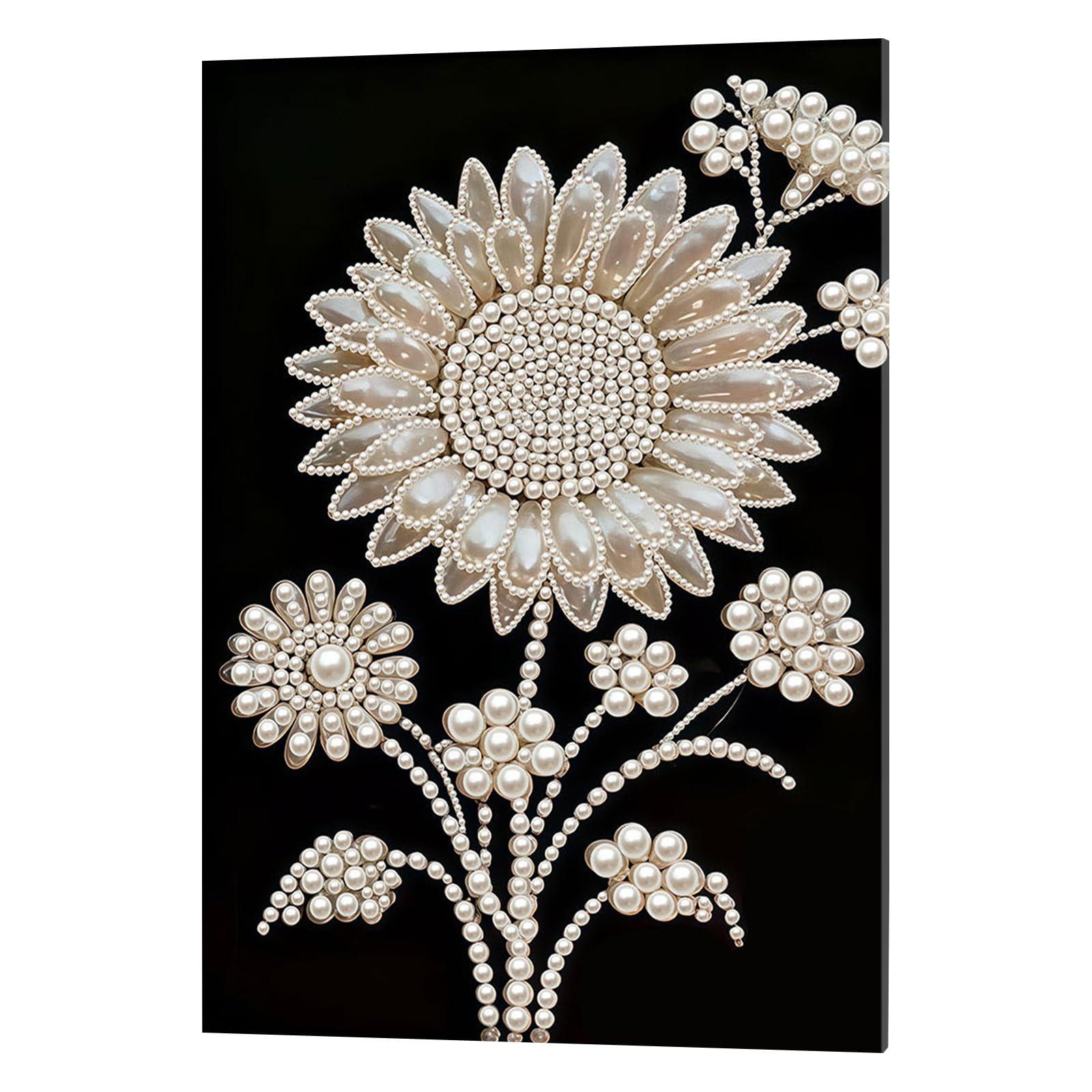DIY Pearl Painting Kit with Wooden Frame, 3D Plastic Pearl Gemstone Ocean Art Craft for Adults Beginners, Diamond Art Kits for Adults, Home Wall Decor Ready Gift for Women(Sunflower)(30 * 40cm)