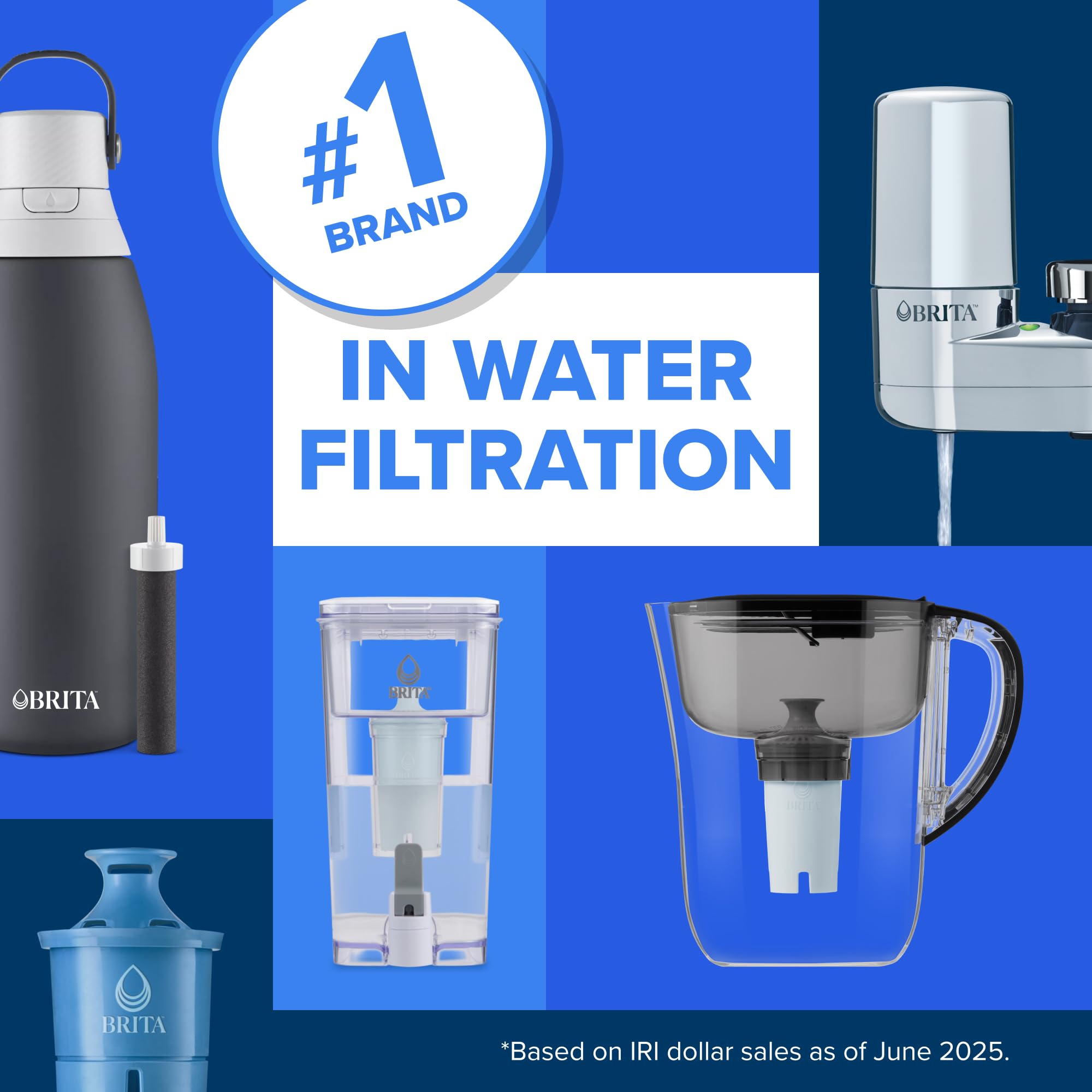 Brita Botella de agua con filtro de plástico de lado duro, sin BPA, reutilizable, reemplaza a 300 botellas de agua de plástico, el filtro dura 2 meses o 40 galones, incluye 1 filtro, color rubor, 26