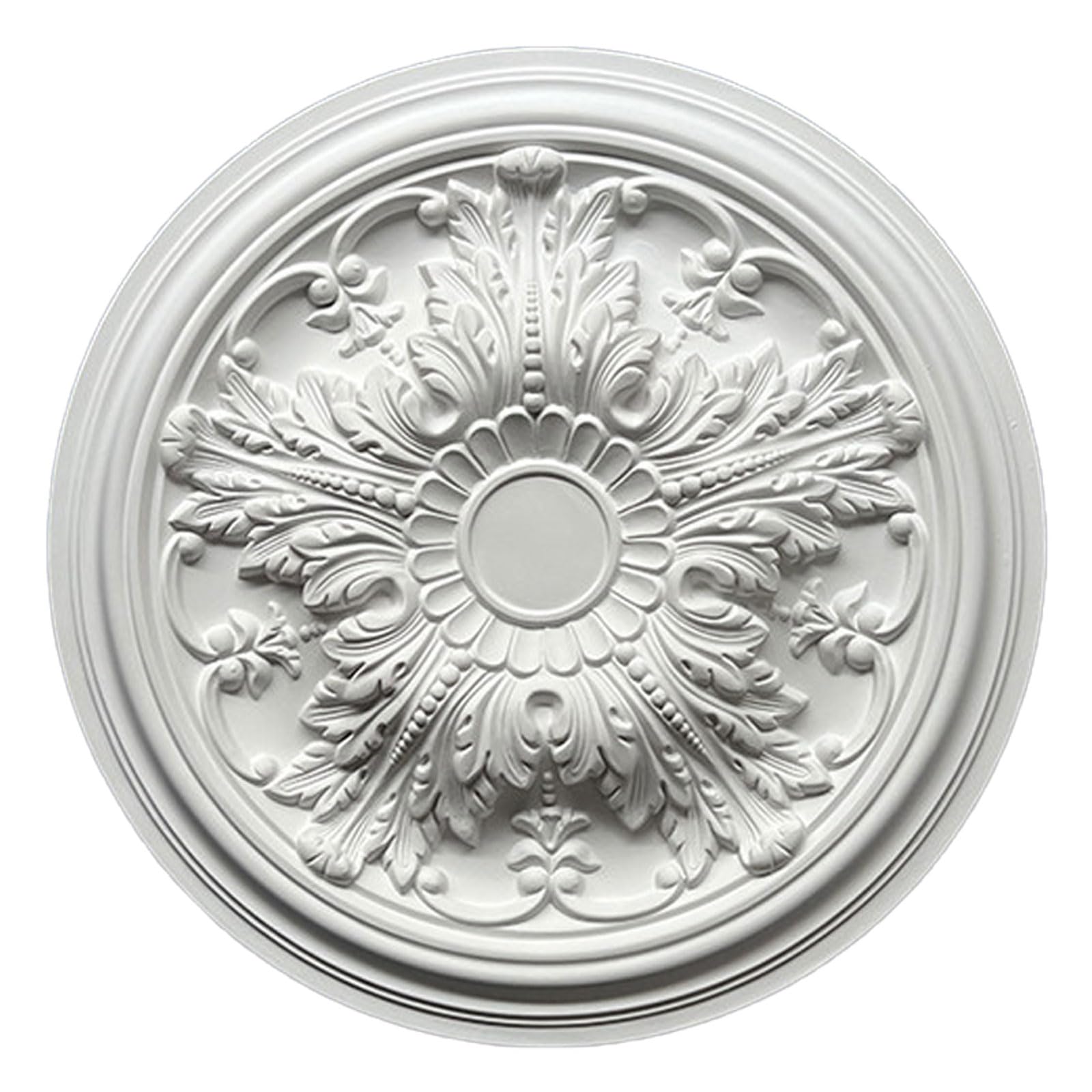 PU Ceiling Medallion for Fan Lamp, Chandelier, White, Multiple Sizes(White N,51cm)