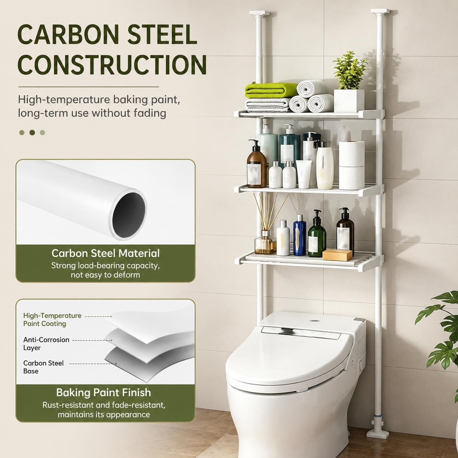 Generisch WC Regal, Toilettenregal, Platzsparende Badaufbewahrung