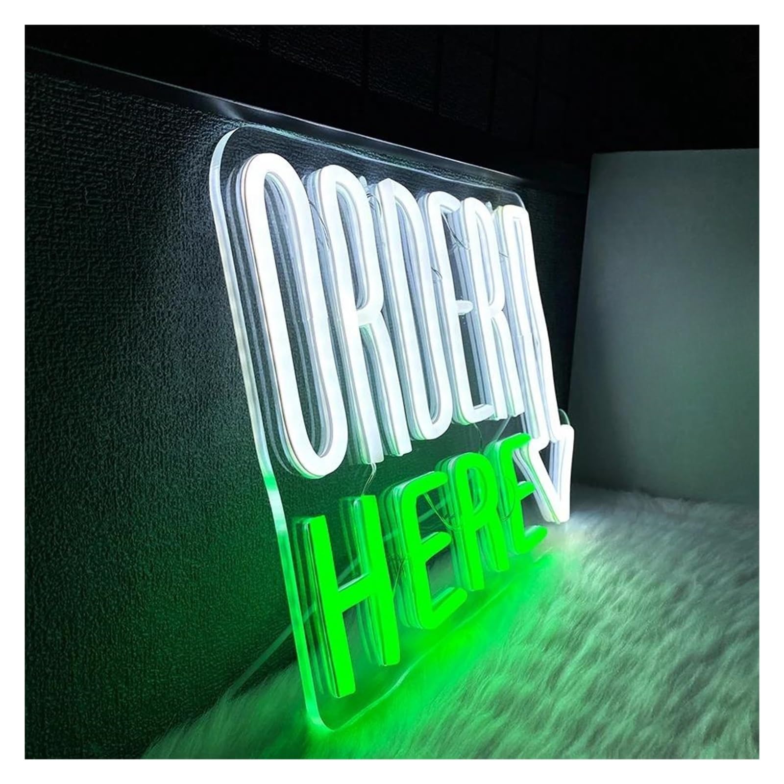 Insegna al Neon Order Here Insegna Al Neon Con Lettera Dimmerabile Alimentata Tramite USB Per Ristoranti Negozi Bar Reception Feste Decorazioni 31.5cmx24cm