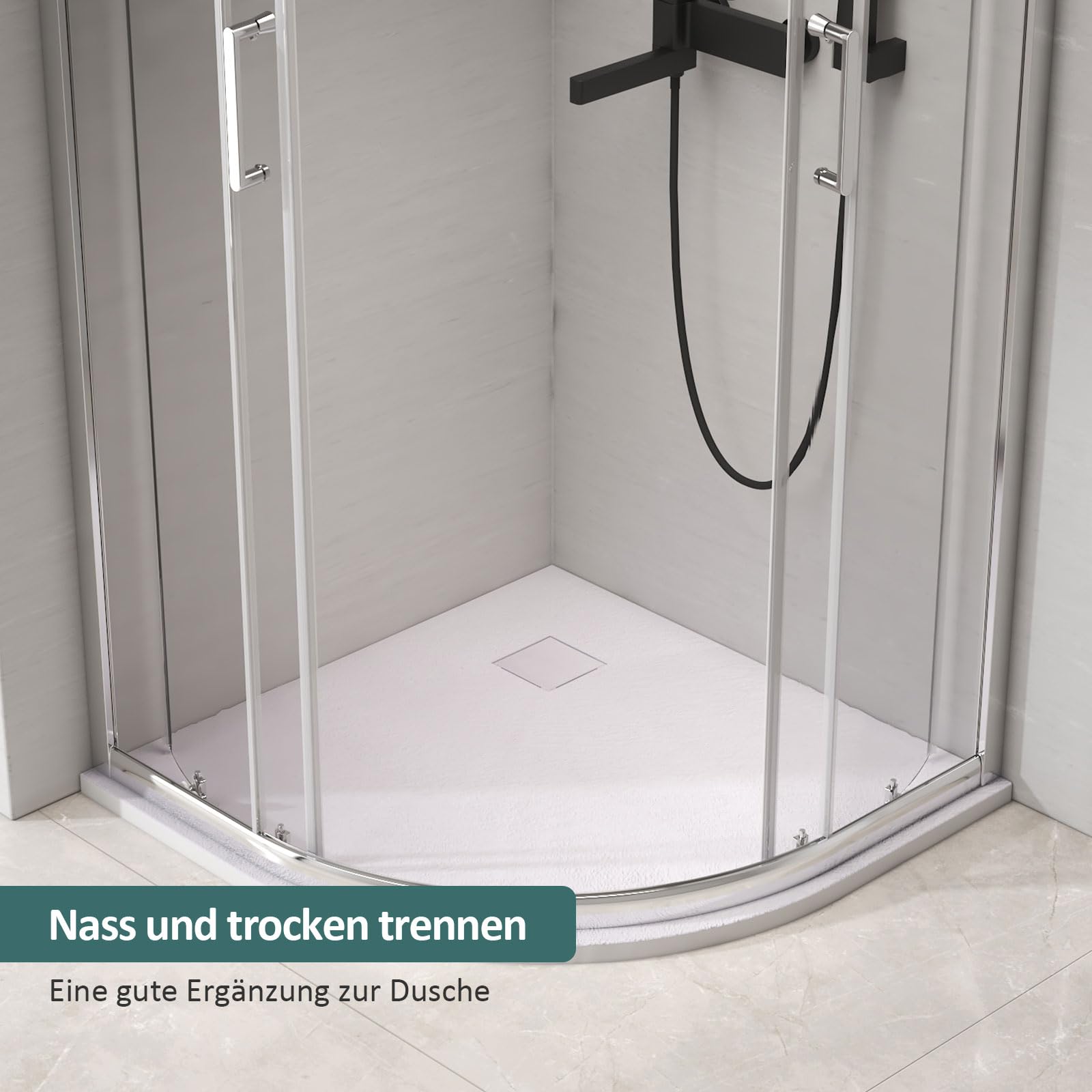 EMKE Piatto doccia 90 x 90 cm antiscivolo SMC piatto doccia 90 mm scarico piatto doccia bianco