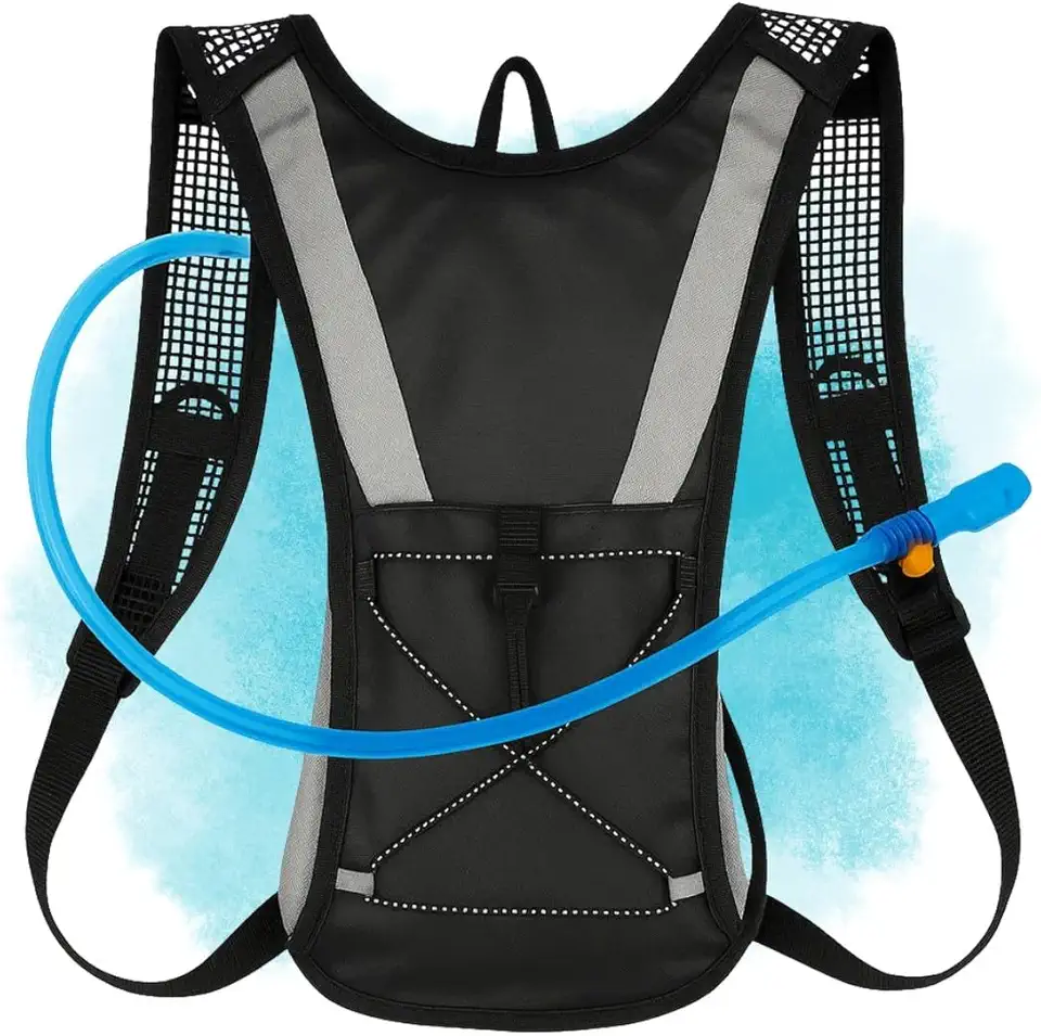 Mochila de hidratação 2L, Preta e Cinza Leve e confortavel para trilhas e corridas.