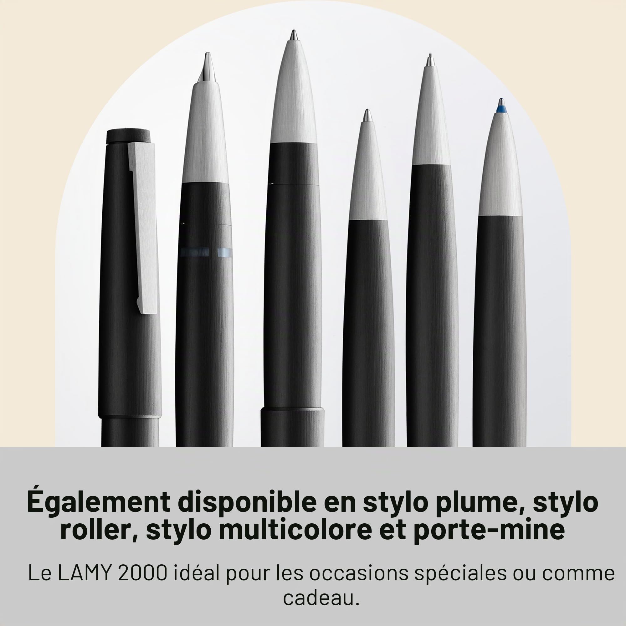 Lamy 2000 black - stylo à bille élégant dans un corps robuste en fibre de verre - parfaitement équilibré - avec recharge géante M 16 en largeur de trait M en noir
