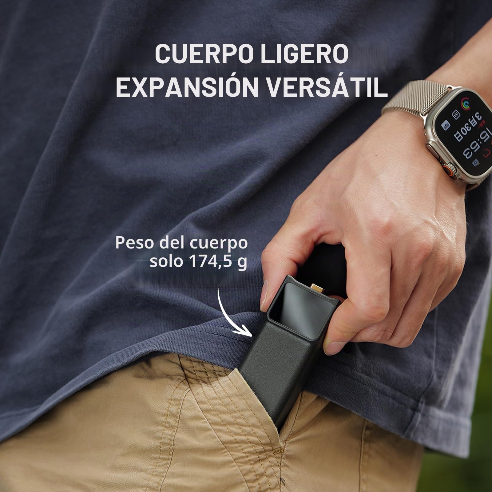 Tilta Mango de Carga para dji Osmo Pocket 4/3, Ligero y portátil, Batería Grande de 5000mAh, Carga USB-C, con Pantalla LCD, Rosca para trípode de 1/4" Diseño Antideslizante, TA-T96-PPB-B