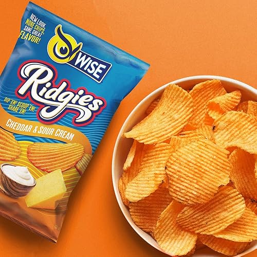 Miniatura 3 de Wise Snacks Ridgies Cheddar and Sour Cream - Papas fritas a granel para aperitivos divertidos y sabrosos, 0.75 onzas, 40 unidades, sin gluten, 0.00