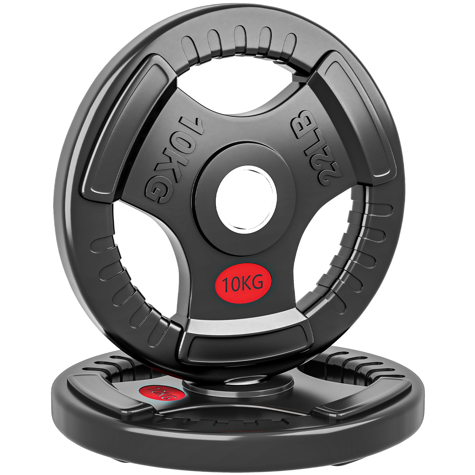 SPORTNOW Disques de Poids Olympiques en Acier 10 kg, 20 kg, Finition PVC - Plaques de Poids, 3 Poignées, Trous de Ø 50 mm - Disques d'Haltères pour Entraînement Haltérophilie Musculation, Noir