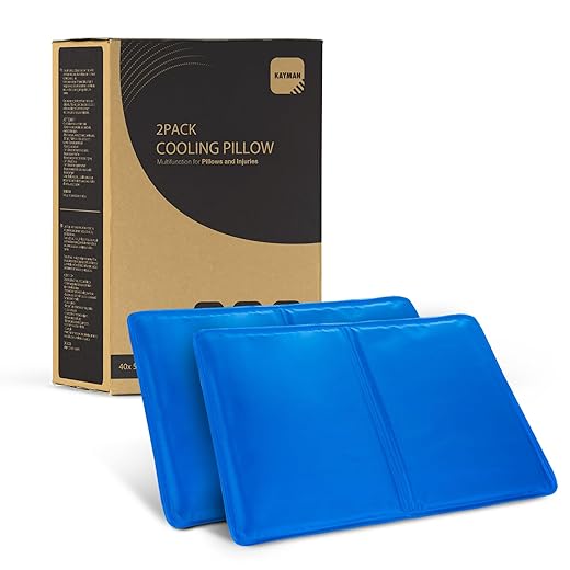 KAYMAN 2 x Reusable Cooling Gel Pads | Multifunction for Pillows and Injuries | Helps Improve Quality of Sleep & Provides Optimal Temperature Reducing Night Sweats – 40x50 cm Jelly Inlays (2 Pads)
