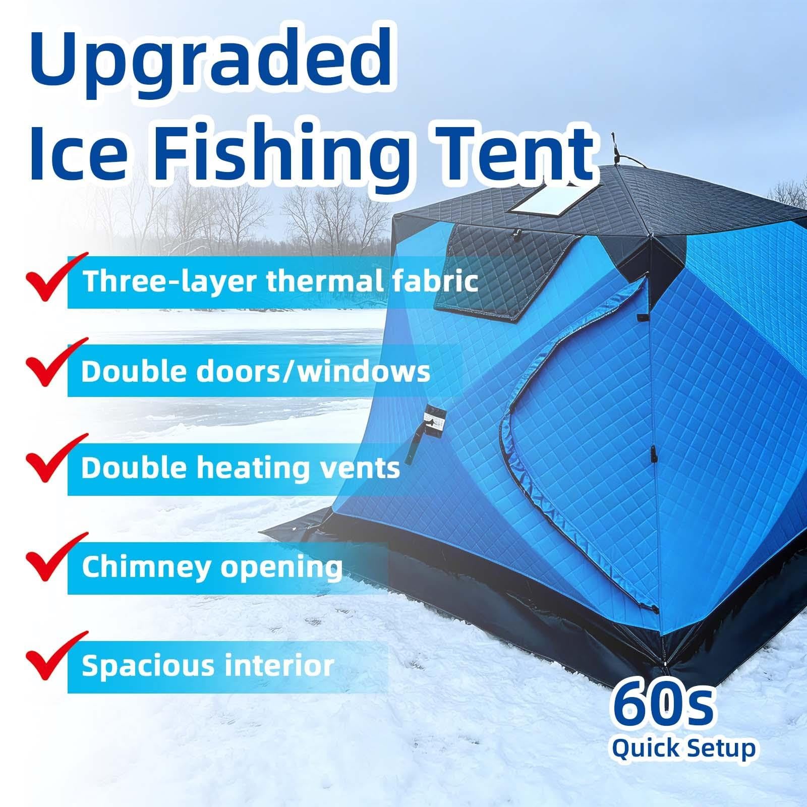 Tente de pêche sur Glace isolée, Tissu Oxford 210D,-amping avec Ventilation
