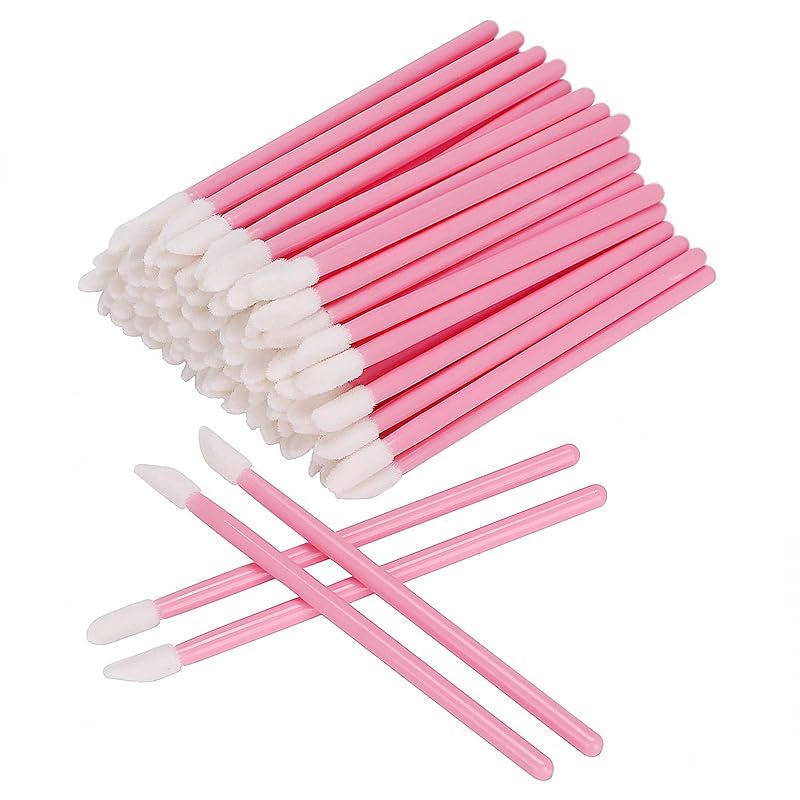 300 Aplicadores descartáveis para brilho labial myaokue-up, pincéis com ponta chanfrada, rosa