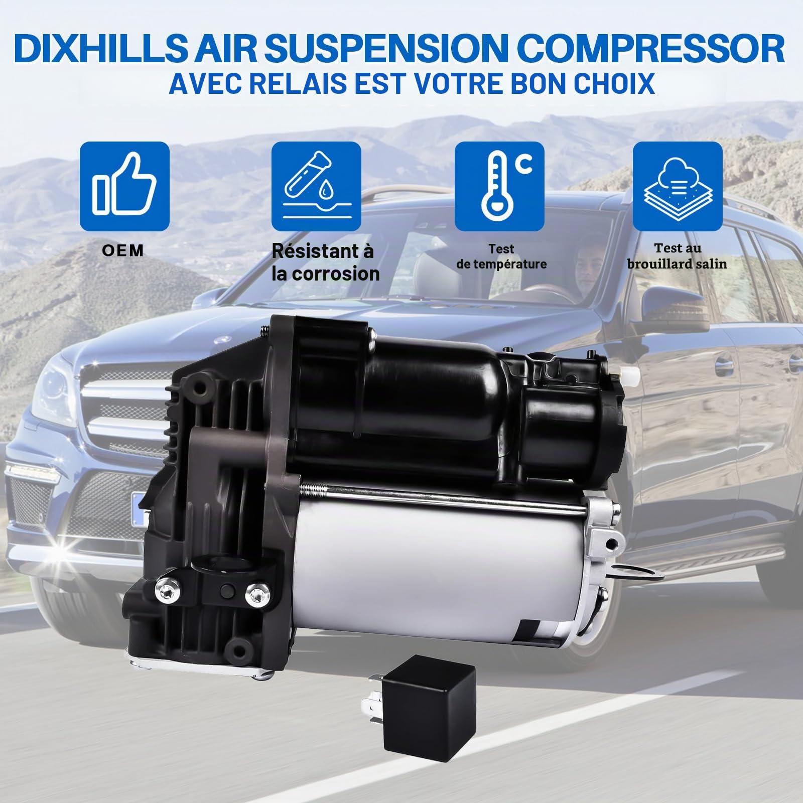 Compresseur à suspension pneumatique 4 roues motrices compatible avec classe GL X164 GL320 GL350 GL500 Classe M W164 ML300 ML320 ML450 ML500 Remplace 1643200304 A1643200304