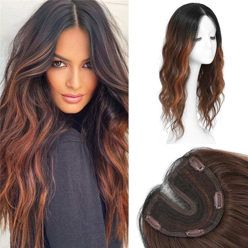 Accesorios para el cabello de 20 pulgadas para mujeres, rizado, ligero, transpirable, extensiones para cabello adelgazamiento (marrón)