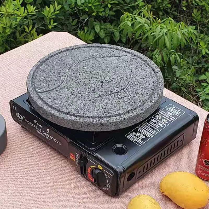 Miniatura 7 de Ladrillos de cocción de roca volcánica, estriados, 8 "redondo, lava cocinar pizzas de piedra, carnes, mariscos y verduras. barbacoa de carne al aire