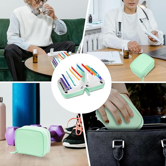Waterproof Pill Pouch Set-14pcs Bags Inside,A8 Waterproof Pill Organizer Set,Travel Medicine Organizers,Leakproof Reusable Zippered Storage Case, Compact Daily Pills Holder(Green)