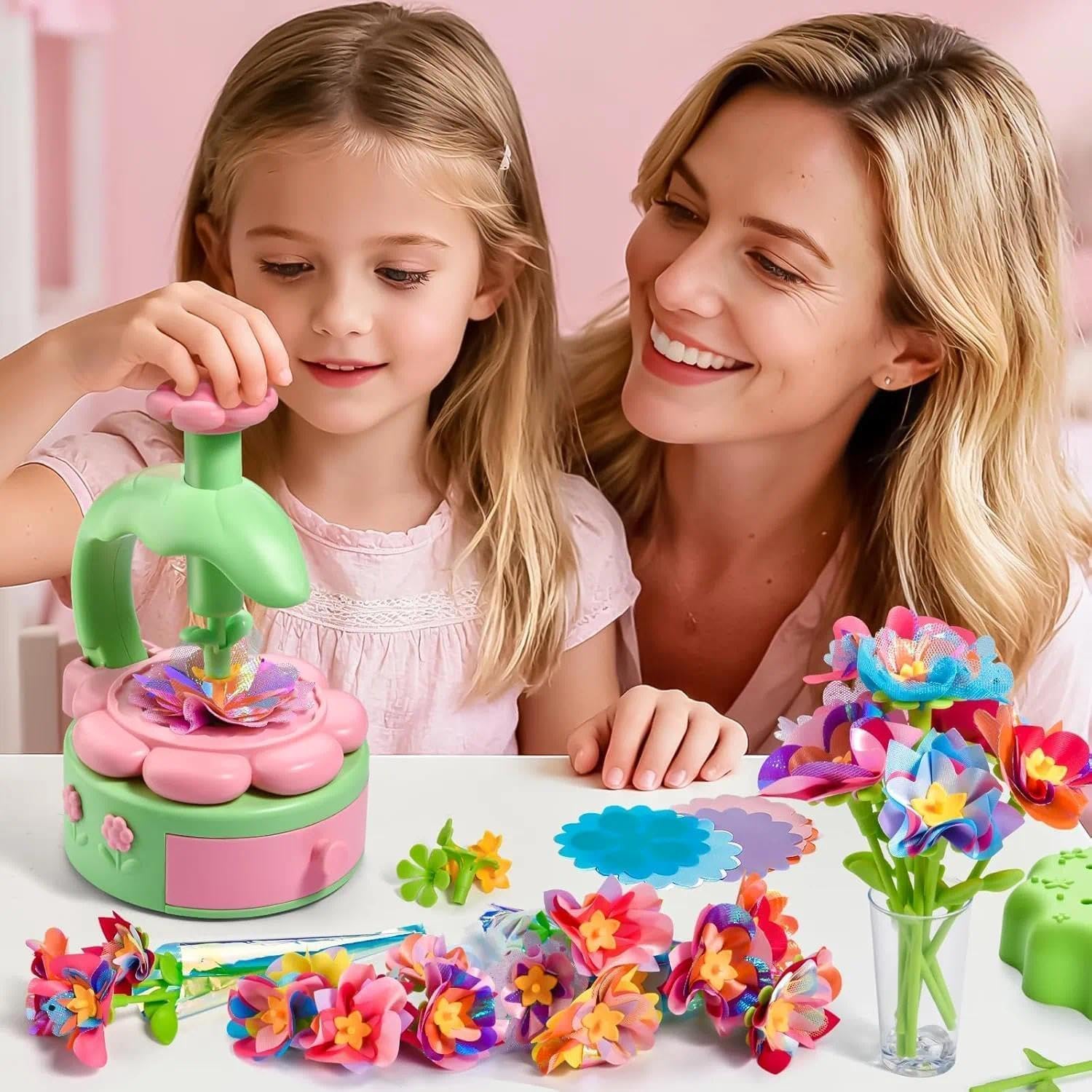 Kit Création Bouquet de Fleurs DIY pour Fille 6 Ans+ avec Machine à Fleurs, Jouet Créatif Cadeau Anniversaire
