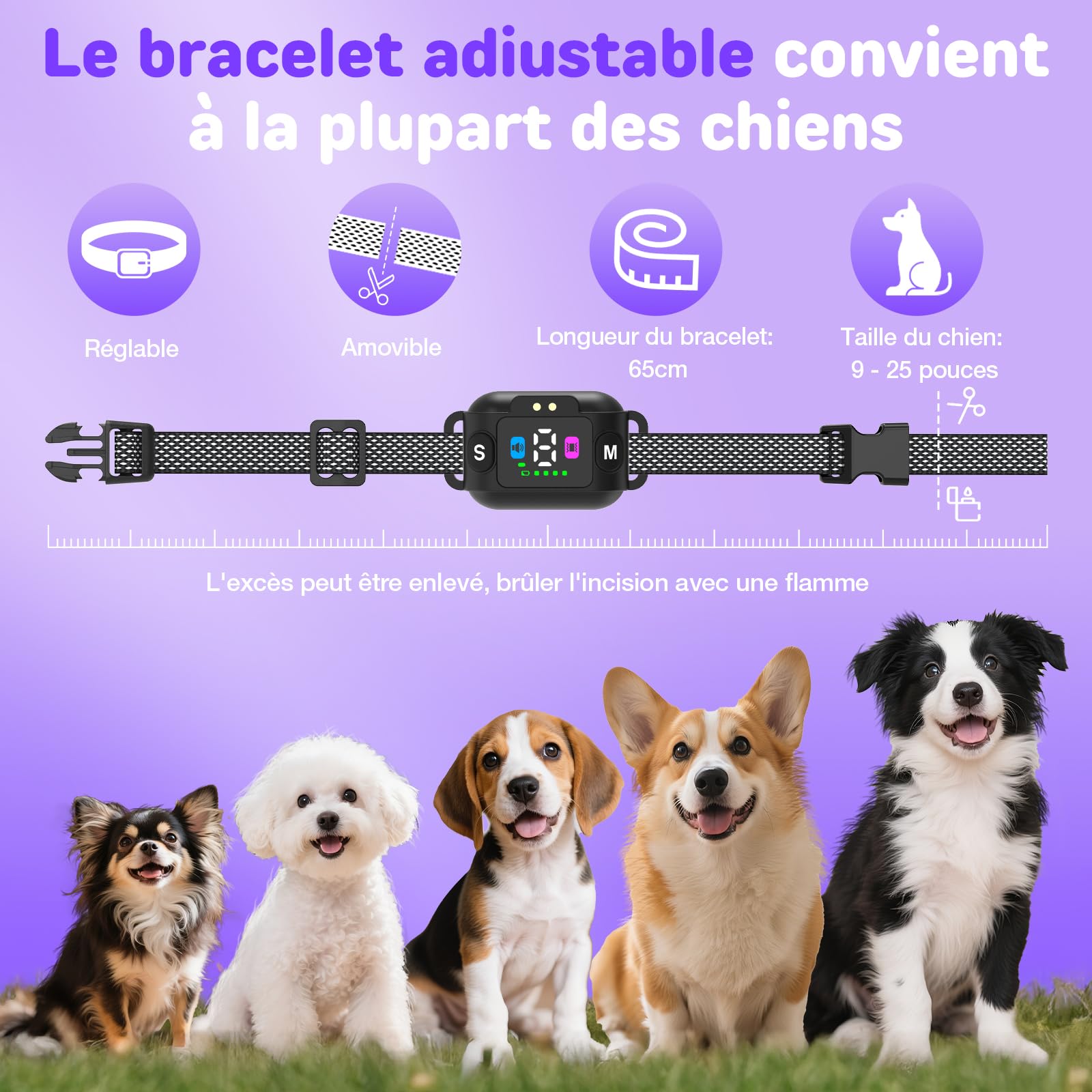 Collar Adiestramiento para Perros - Collar Antiladridos con 3 Modos de Eficiente, Recargable con 7 Niveles de Sensibilidad Ajustables, IP67 Cuello Entrenar Perros Grandes y Pequeños (Negro)