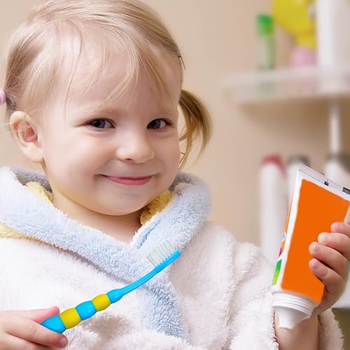 Miniatura 5 de Lauwell Cepillo de dientes manual para niños pequeños, cepillos de dientes envueltos individualmente con tapas con ventosa, cepillo de dientes de