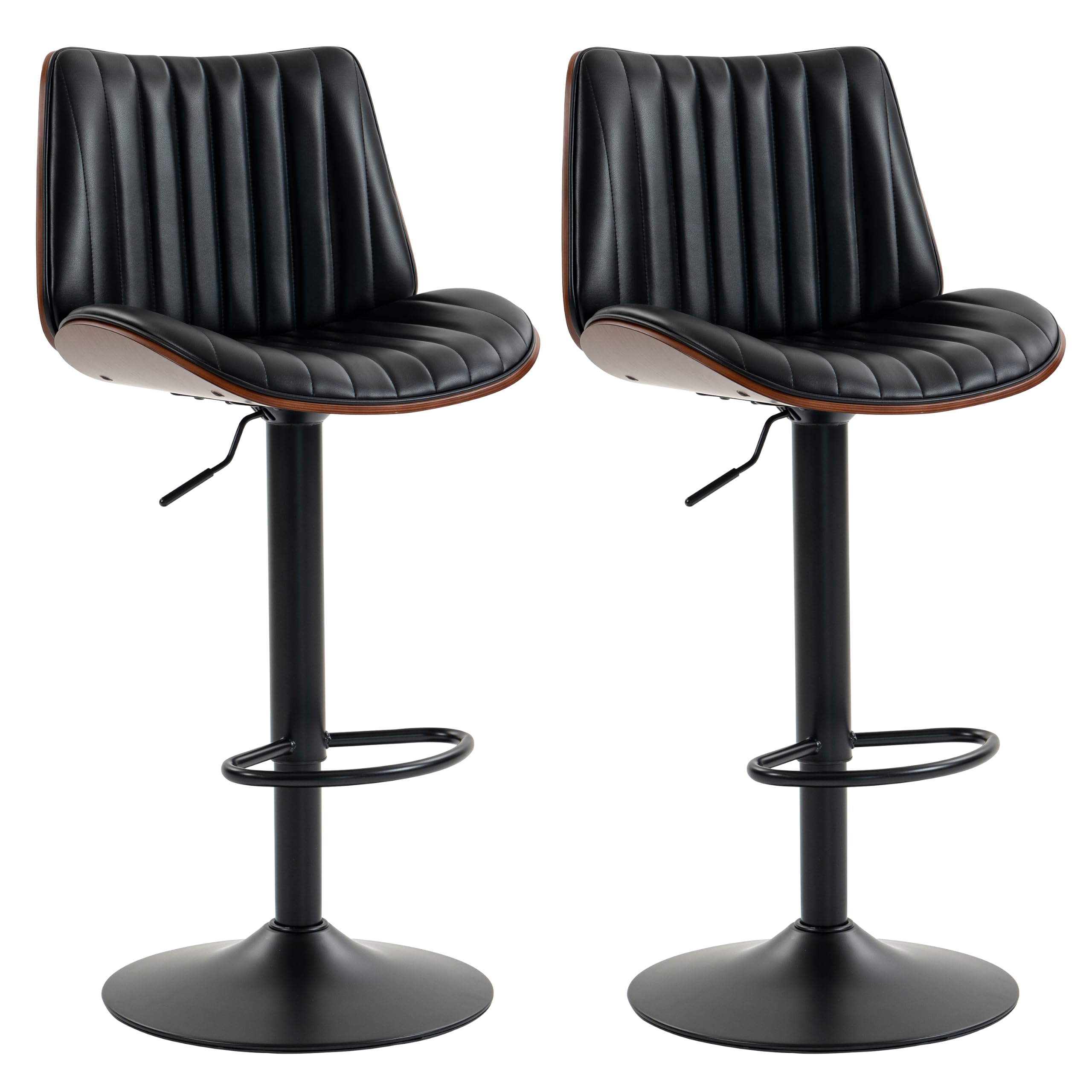 Height-Adjustable Swivel Bar Stools with Back