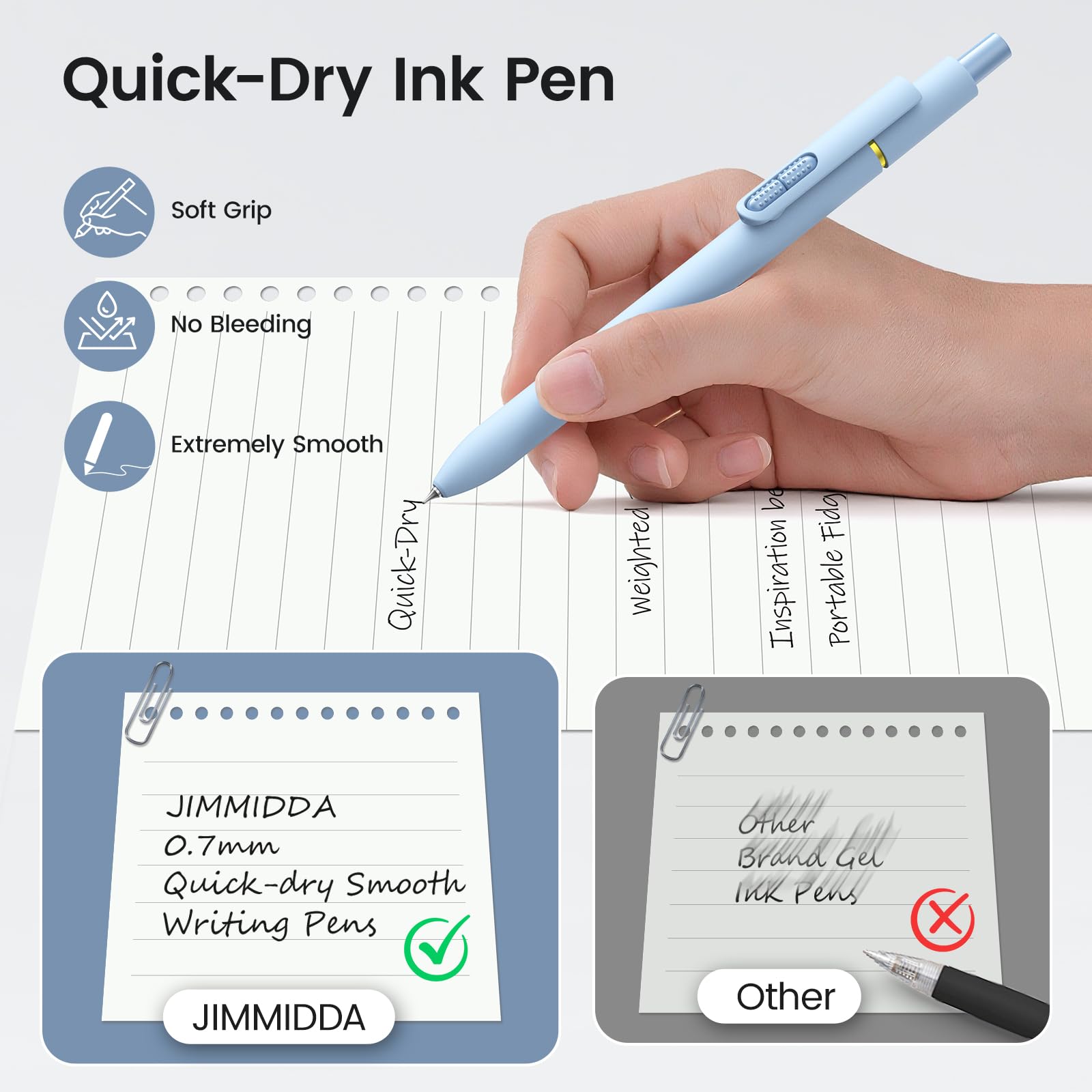 8Pcs Black Gel Pens - 0 7mm Medium Point Black Ink Pens Smooth Writing - Quick Drying Retractable — view 4