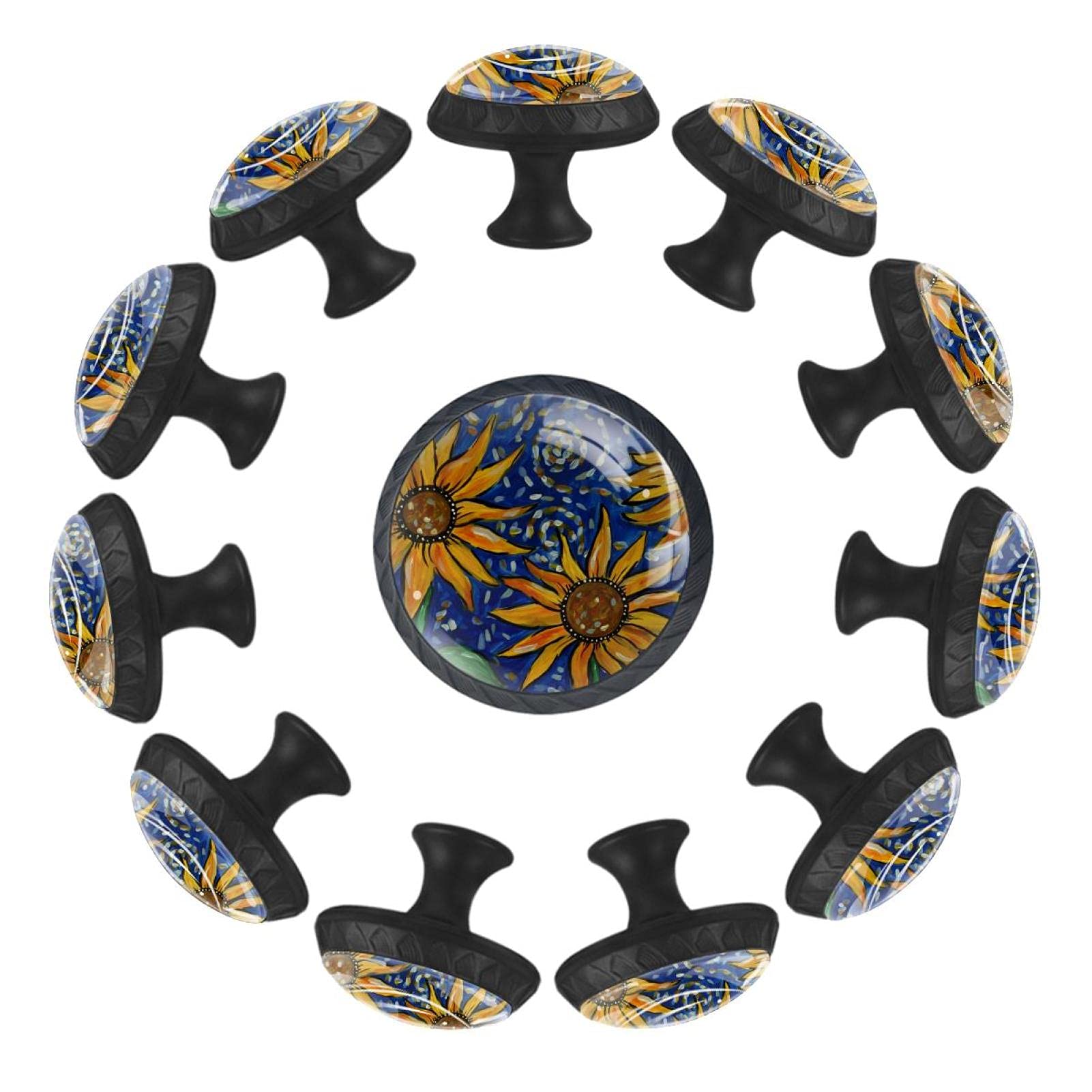Boutons de commode tournesol bleu pour remplacer les poignées usées