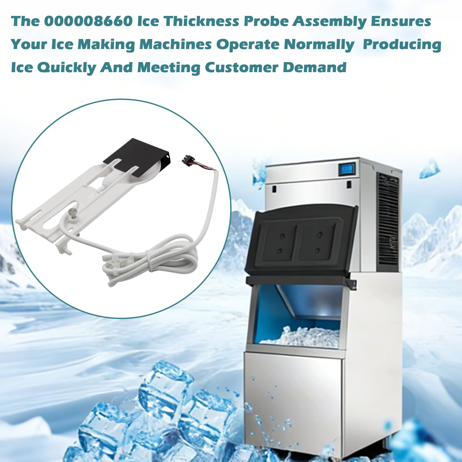 000008660 Conjunto de sonda de espesor de hielo para Manitowoc, control de espesor de hielo, piezas de máquina de hielo para Manitowoc, compatible con la máquina de hielo de la serie Indigo etc