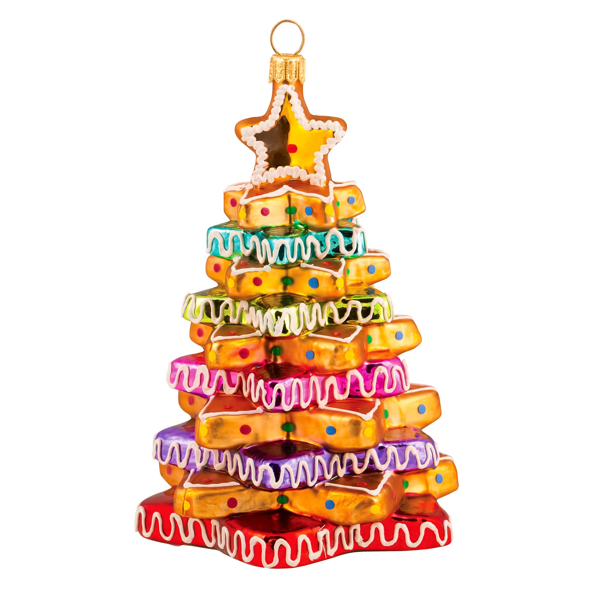 EBE443 Miss Christmas 2025 Collection Cute as Candy Gingerbread Blown Glass Christmas Tree Ornament (Gingerbread Tree)