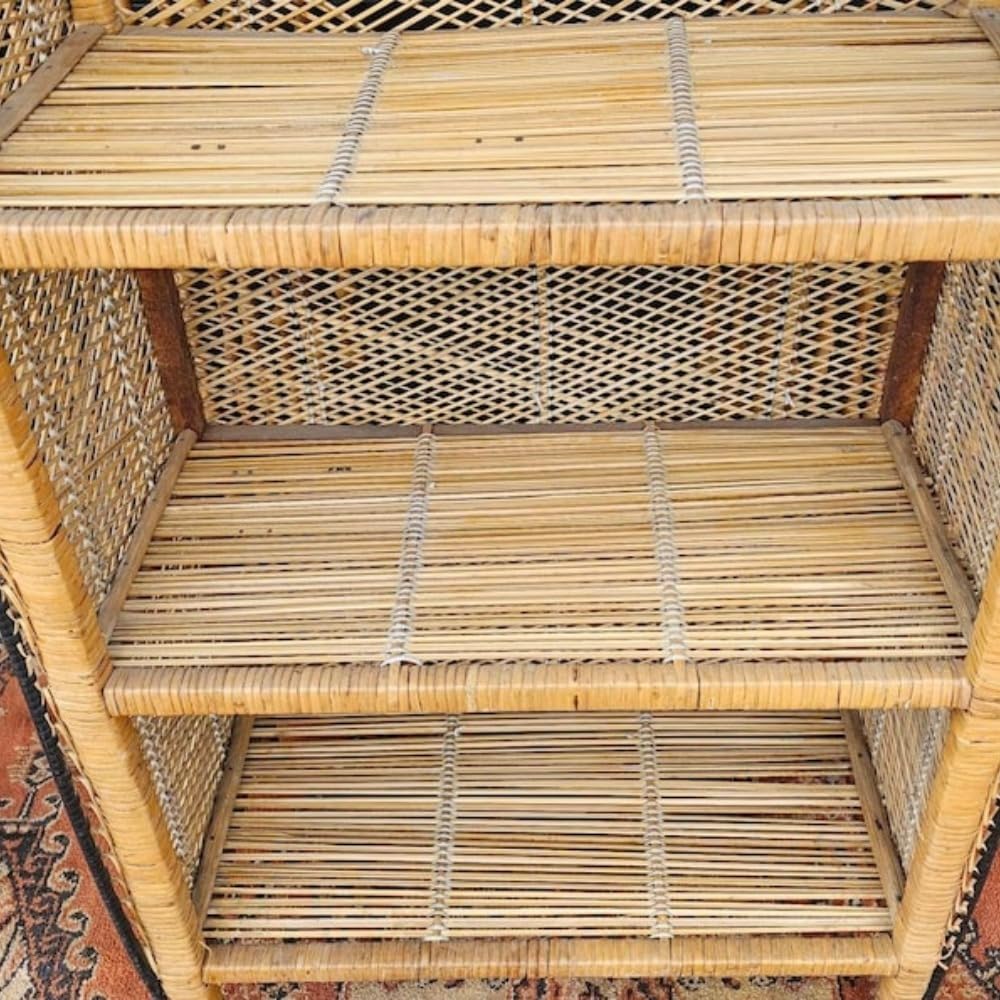 Amazon.com: CAIZY Rattan Bookshelf, Vintage Arched Display Shelf