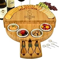 Vista 1 de Picnic at Ascot Deluxe Custom Engraved Bamboo Cheese/Charcuterie Board with Accessories - Innovative Patented Design - Quality Assured in The USA