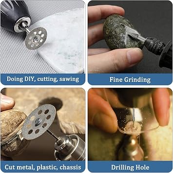 Diamond Burr Set for Dremel, Rotary Tool Diamond Cutting Wheel Stone Glass Tile Jewelry Rock Engraving Bits 1/8 Diamond Grinder Bits Set Carving Cutter Metal Engraver Kit - 32pc Set