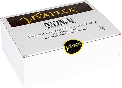 Miniatura 2 de Vivaplex, 12, azul cobalto, 4 onzas, tarros redondos de vidrio, con revestimientos interiores y tapas negras