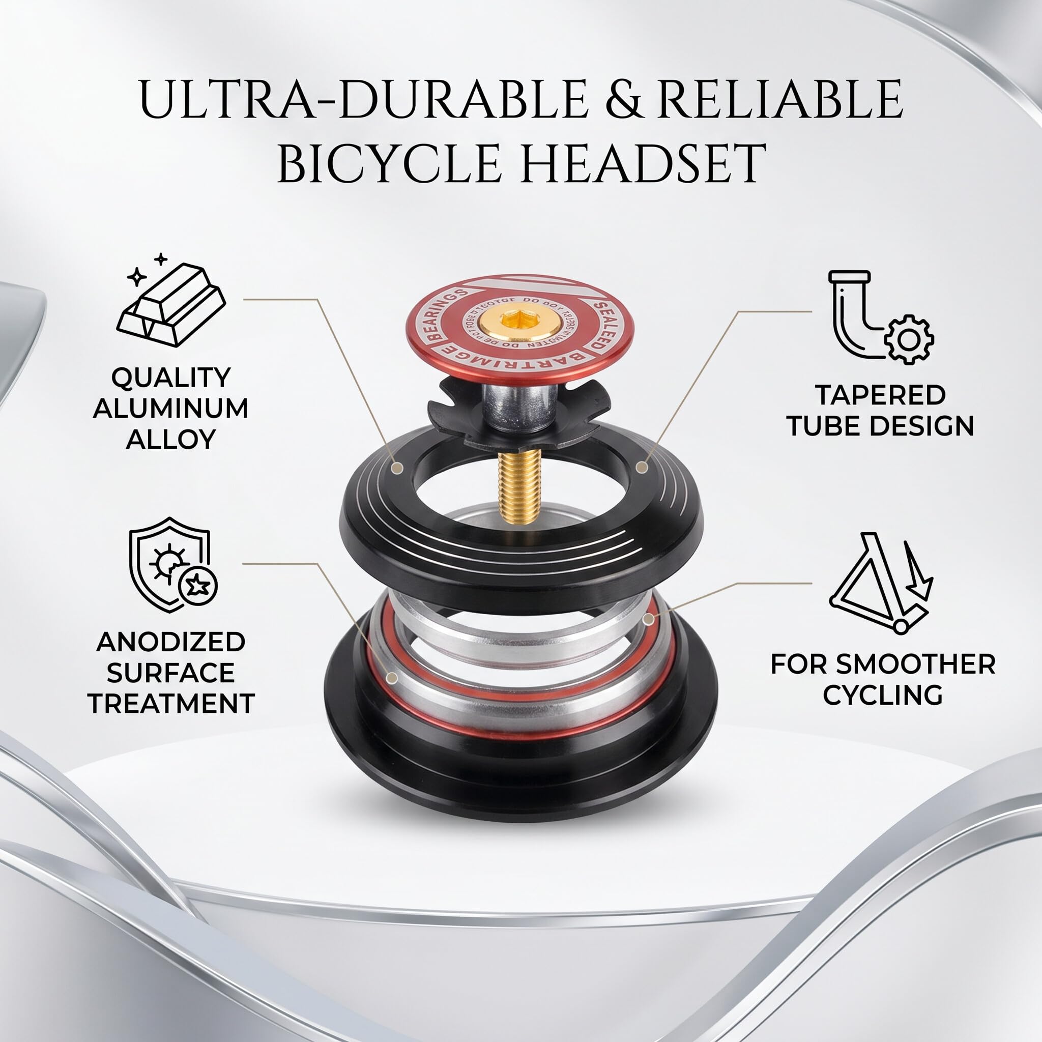VGEBY Serie sterzo conica Roulement de Casque de vélo, Accessoire de vélo de Casque de vélo de Fourche de Casque de Fourche de 42 52mm