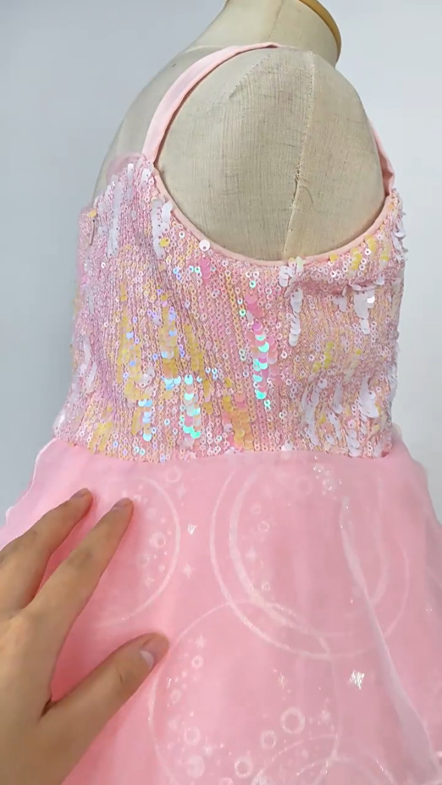 Disfraz Glinda para Niñas Vestido Rosa con Lentejuelas miniatura 2