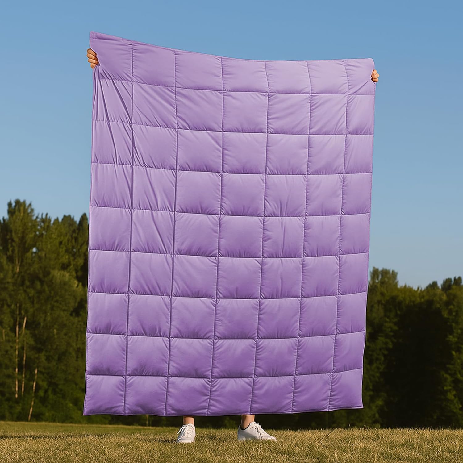 Deodar Natural Down Throw Blanket for Couch, Bed Throws for Home, Sofa, Outdoor, Lightweight Throw Blankets with Peach Skin Fabric, Reversible Down Blanket Gift, 50"X70", Lavendar - Image 4