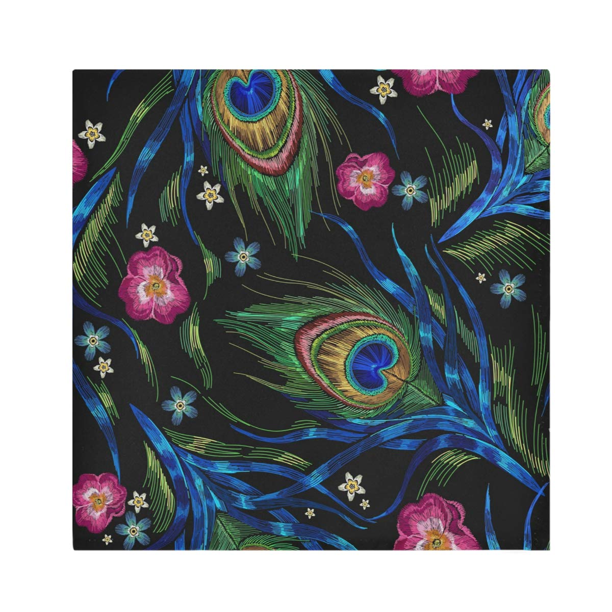 TropicalLife Napkins Flower Peacock Bird Feather Dinner Napkin Paper Satin Polyester Cloth Reusable Napkins for Table Kids 20x20 in, 6 Pcs