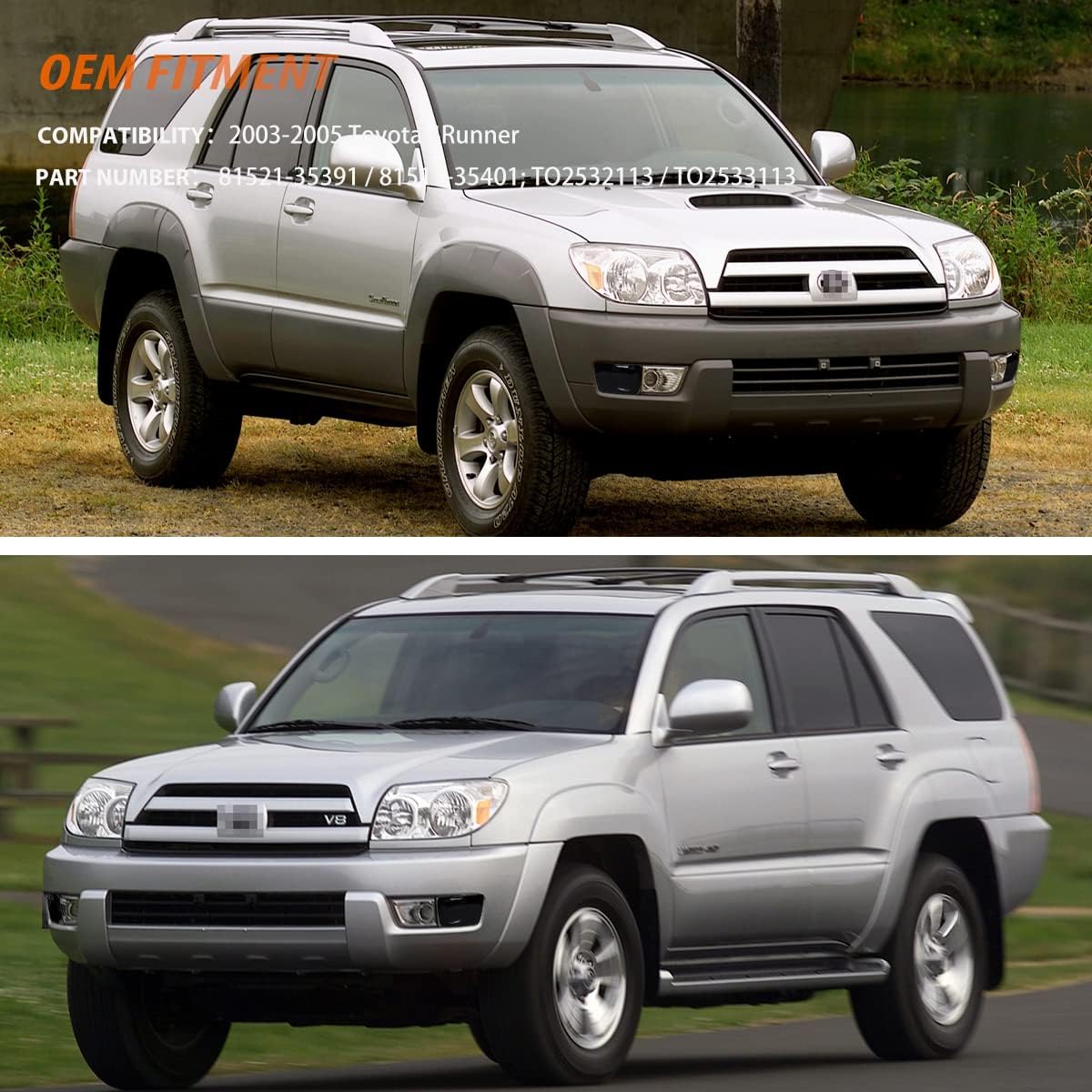 ADIIL Smoked Front Bumper Turn Signal Light Fog Lamp Housings For 2003-2005 Toyota 4Runner，（2PCS） Turn Signal Lamp Assembly DRL