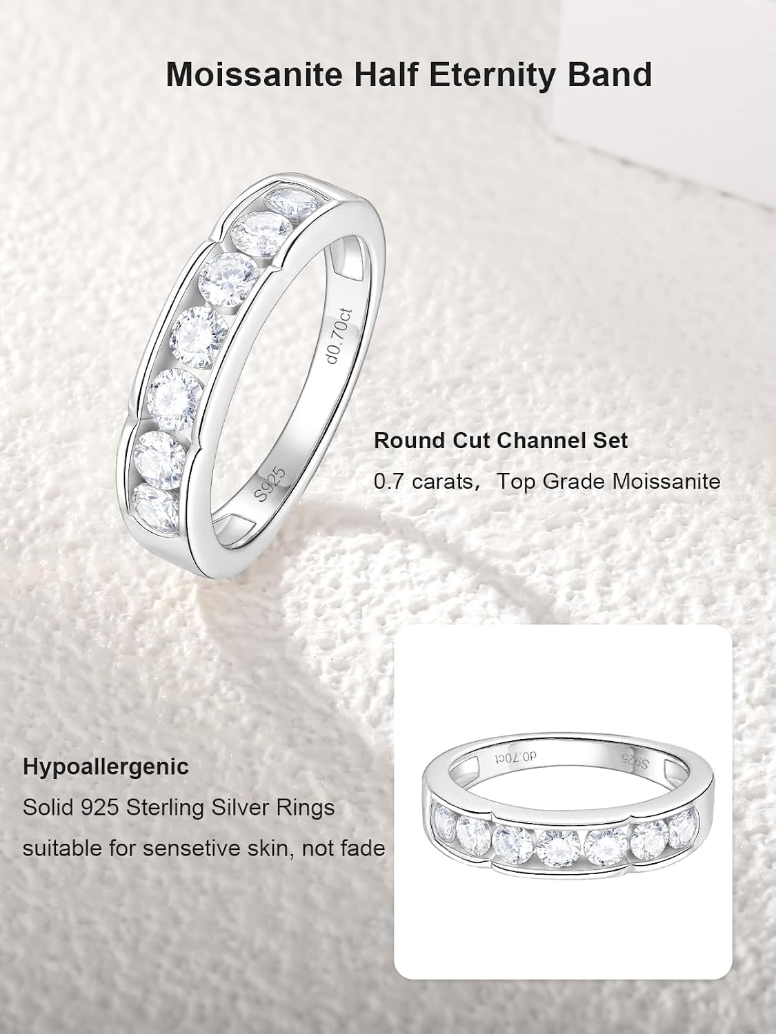 Color-D VVS1 Clarity Moissanite and Emerald/Ruby/Sapphire Rings, Silver/Gold Solid 925 Sterling Silver Bands, Stackable Engagement Wedding Anniversary Birthday Jewelry with Gift Box, Size 5-11