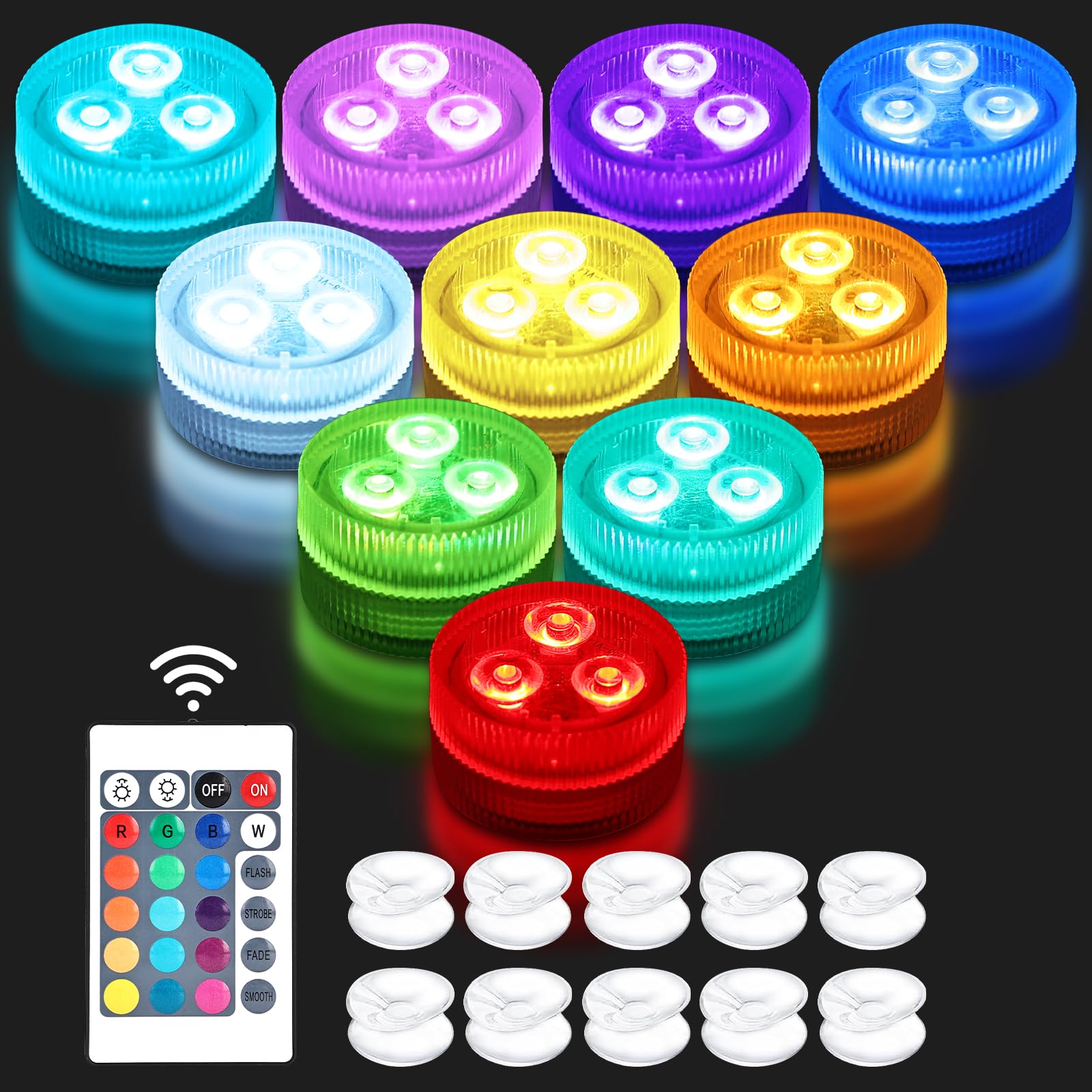 10 Luci LED Sommergibili: Impermeabili IP68, Telecomando RGB, Per Piscine E Decorazioni - Foto 10