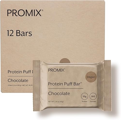 Promix Nutrition Barras de soplo de proteína vegana  Golosinas crujientes de malvavisco altas en proteínas y bajas en calorías  Kosher, sin soja,
