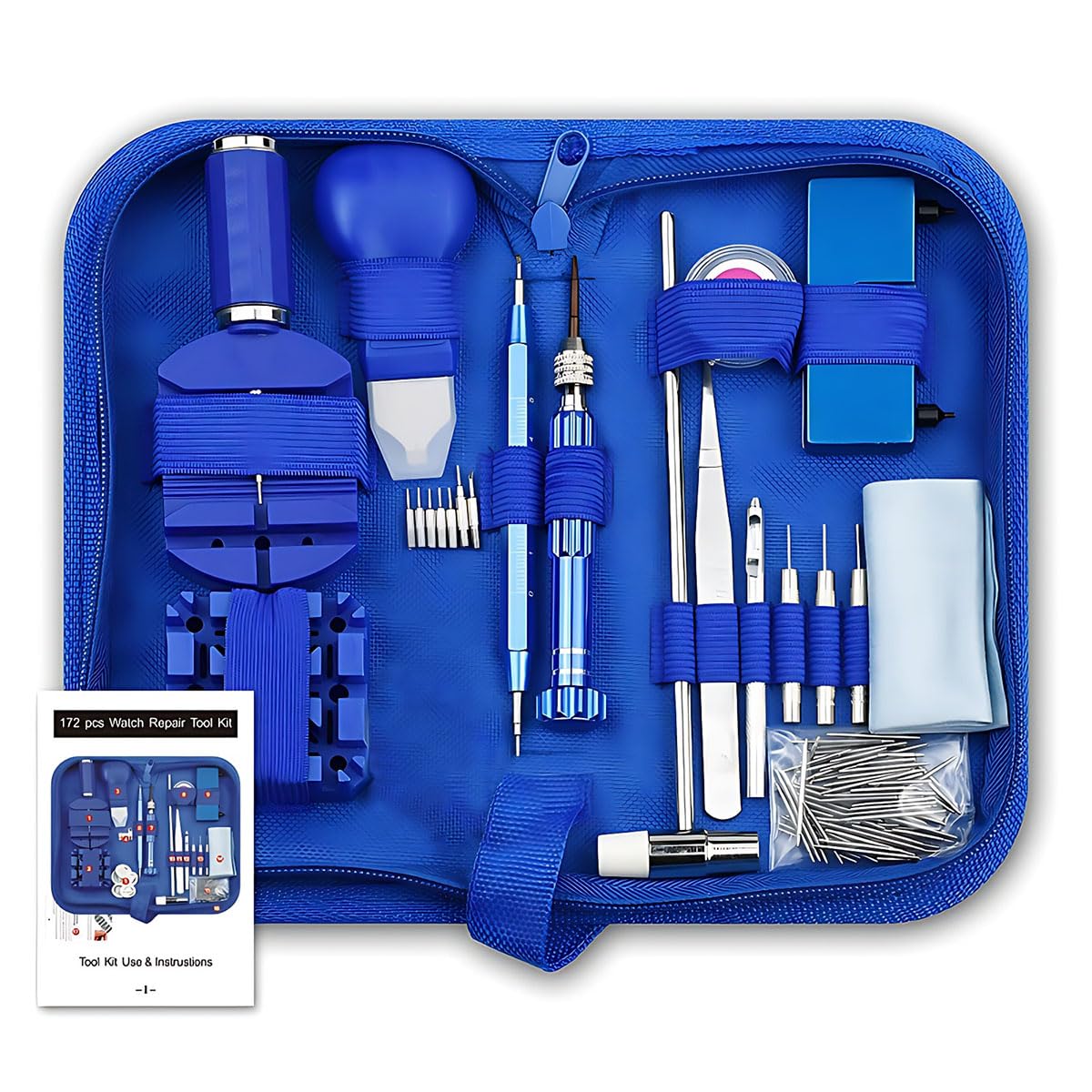 Watch Repair Kit Watch Link Removal Tool Clock Battery Replacement Set with Carrying Case, Including Clock Back Case Opener & Spring Bar Precision Screwdriver Set for Watchband Link Adjustment Fixing