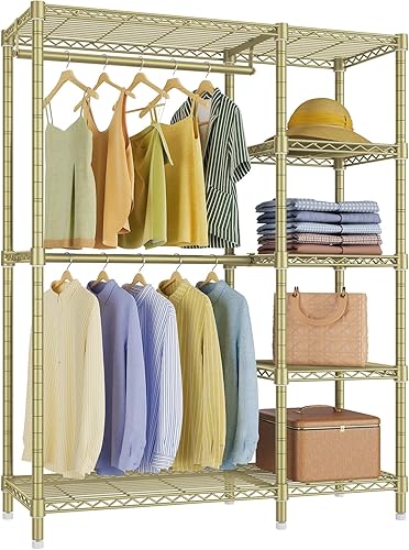 Miniatura 13 de VIPEK V7 Perchero para Colgar Ropa de Servicio Pesado Perchero con Estantes, Percheros de Armario Portátiles Percheros de Ropa de Metal de 5 Niveles