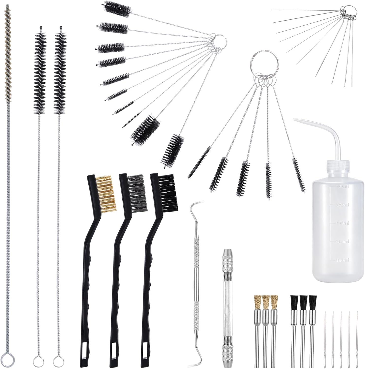 Foxtell 45 Pcs Spray Gun Cleaning Kit, Gun Cleaning Brush, Multi-Purpose Paint Gun Cleaning Kit, Mini Brushes & Needles for Airbrush Nozzles, Spray Guns, and Tattoo Equipment