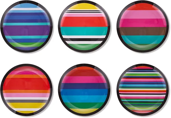 French Bull Melamine Assorted Plates-6 Piece Set -Melamine Dinnerware-Platter, Serving, Party, Platter, Dish (6" Appetizer Plate, Stripes)