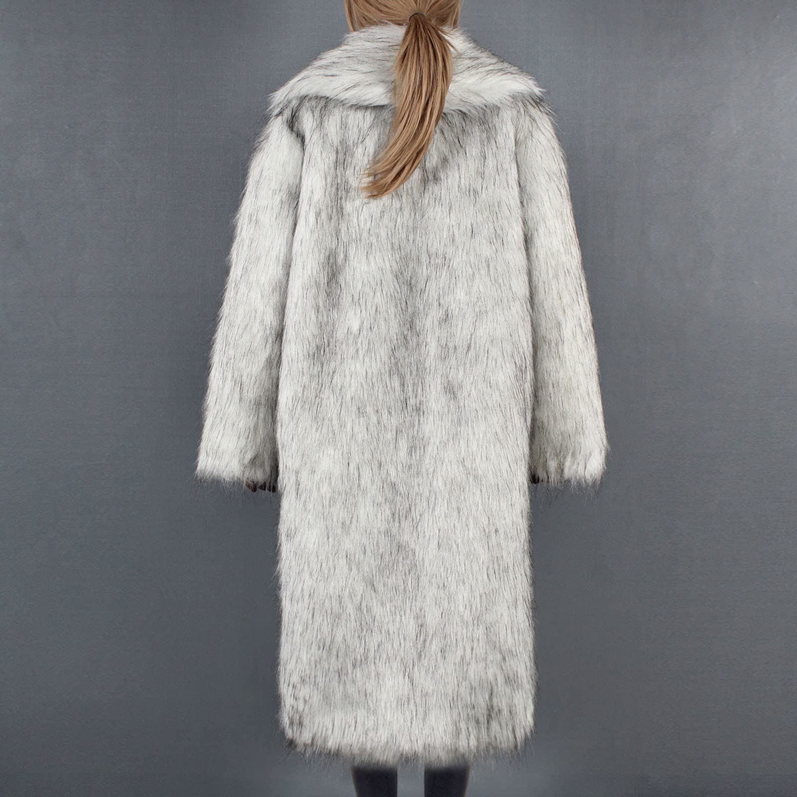 Abrigo largo para mujer, abrigo de piel sintética para mujer, abrigo de piel sintética, elegante, cálido, abrigo de felpa, chaqueta gruesa de invierno