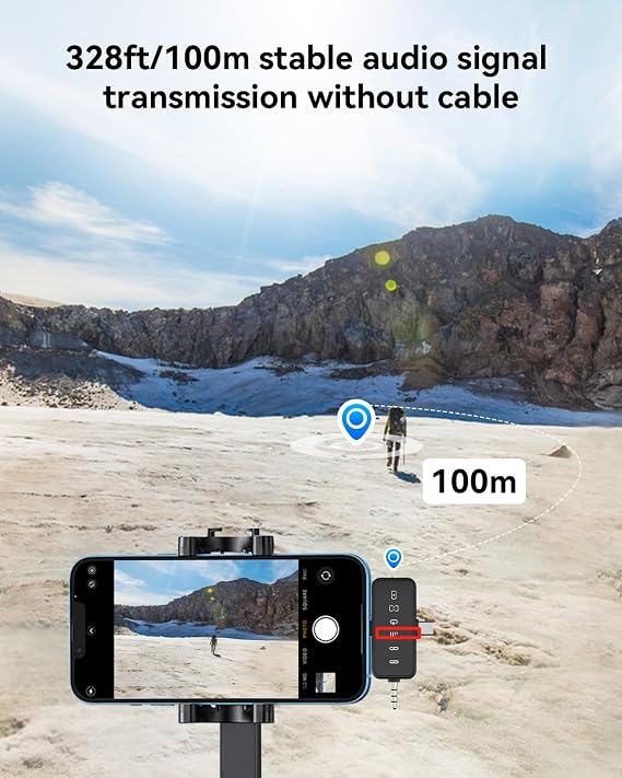 PQRQP 3 in 1 Wireless Lavalier Microphone for iPhone Android & Camera, Mini Clip-On Mic for Video Recording TikTok YouTube Interview, Noise Cancelling, 328ft Range, 18H Battery